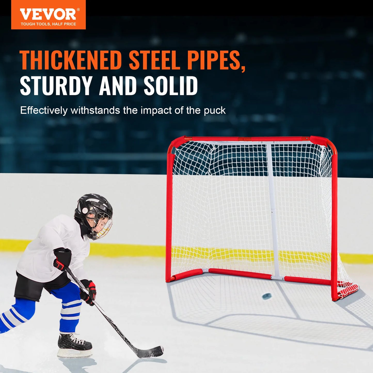 VEVOR Youth Street Hockey Net Steel Hockey Goal Portable Lightweight Youth Street + Roller for Kids Hockey Training Goal Set