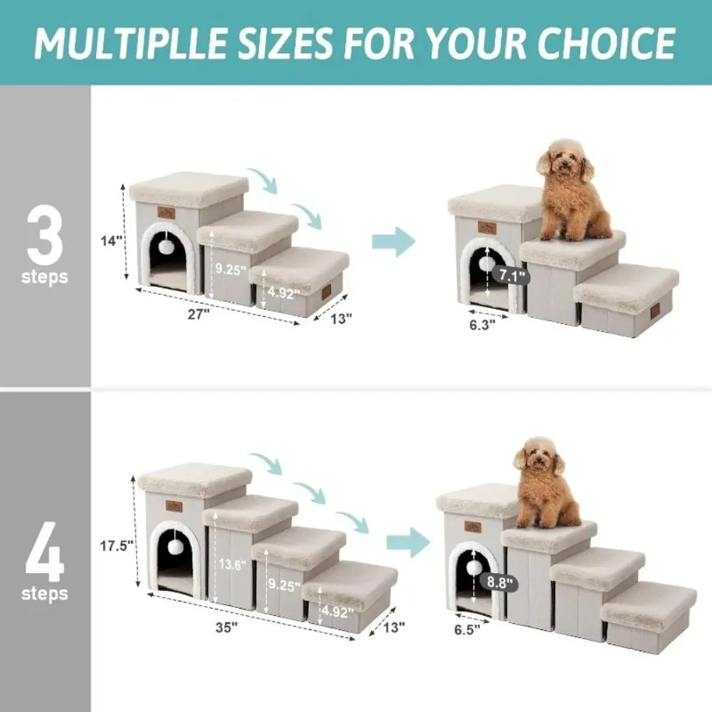 Home.Dog Stairs for Small Dogs with Storage and Condo, 17.5" H Foldable Pet Stairs for Small Medium or Puppy. Free shipping.