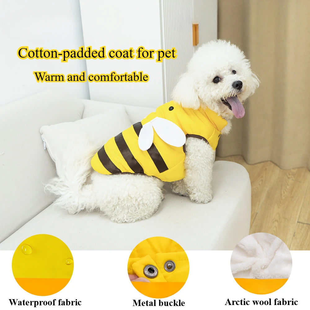 Dog clothes cat clothes bee dog clothes four seasons new bee warm pet waterproof clothes