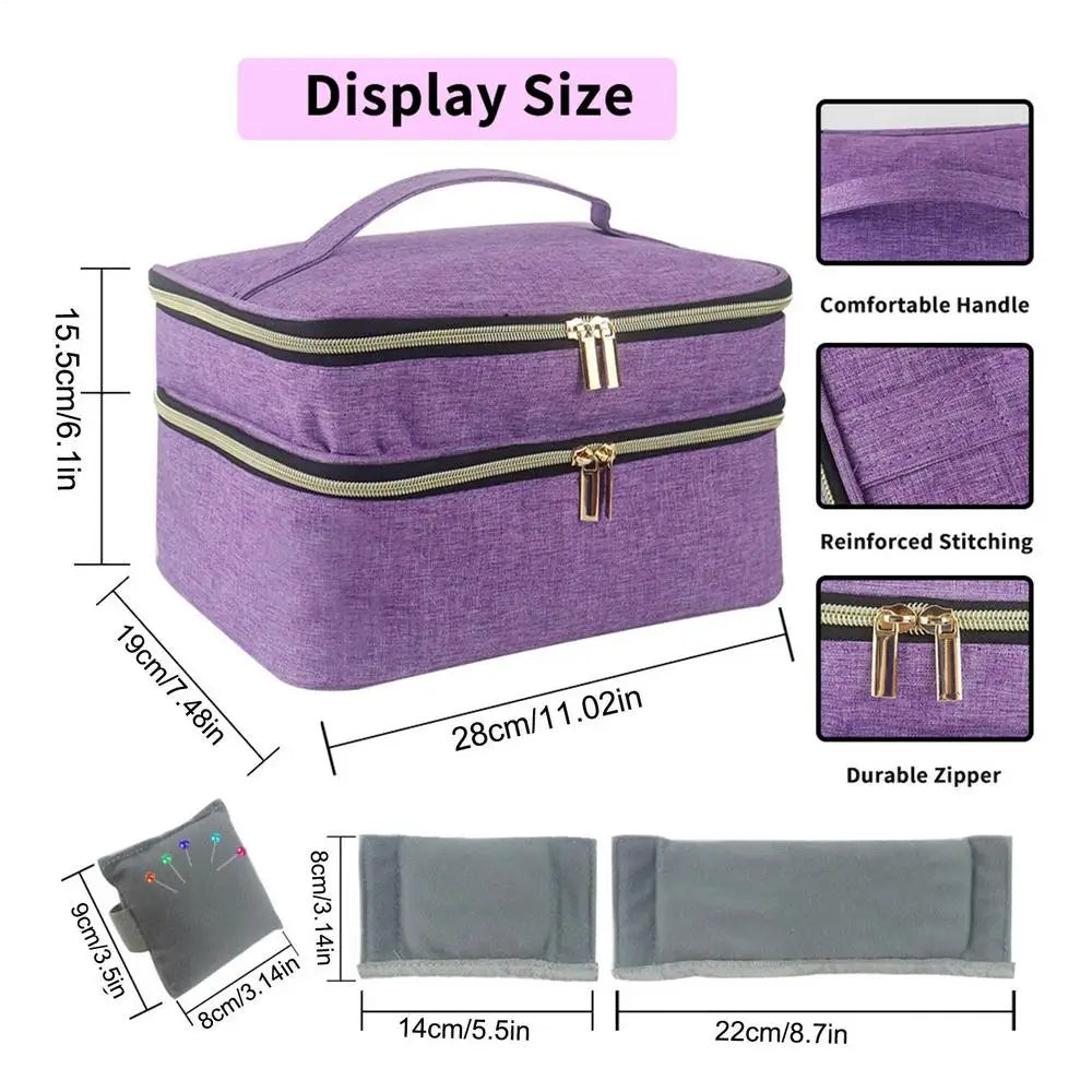 Sewing storage bag With Double-Layer Yarn Knitting Tote Bag Handbag craft storage sewing Basket Organizer For Sewing