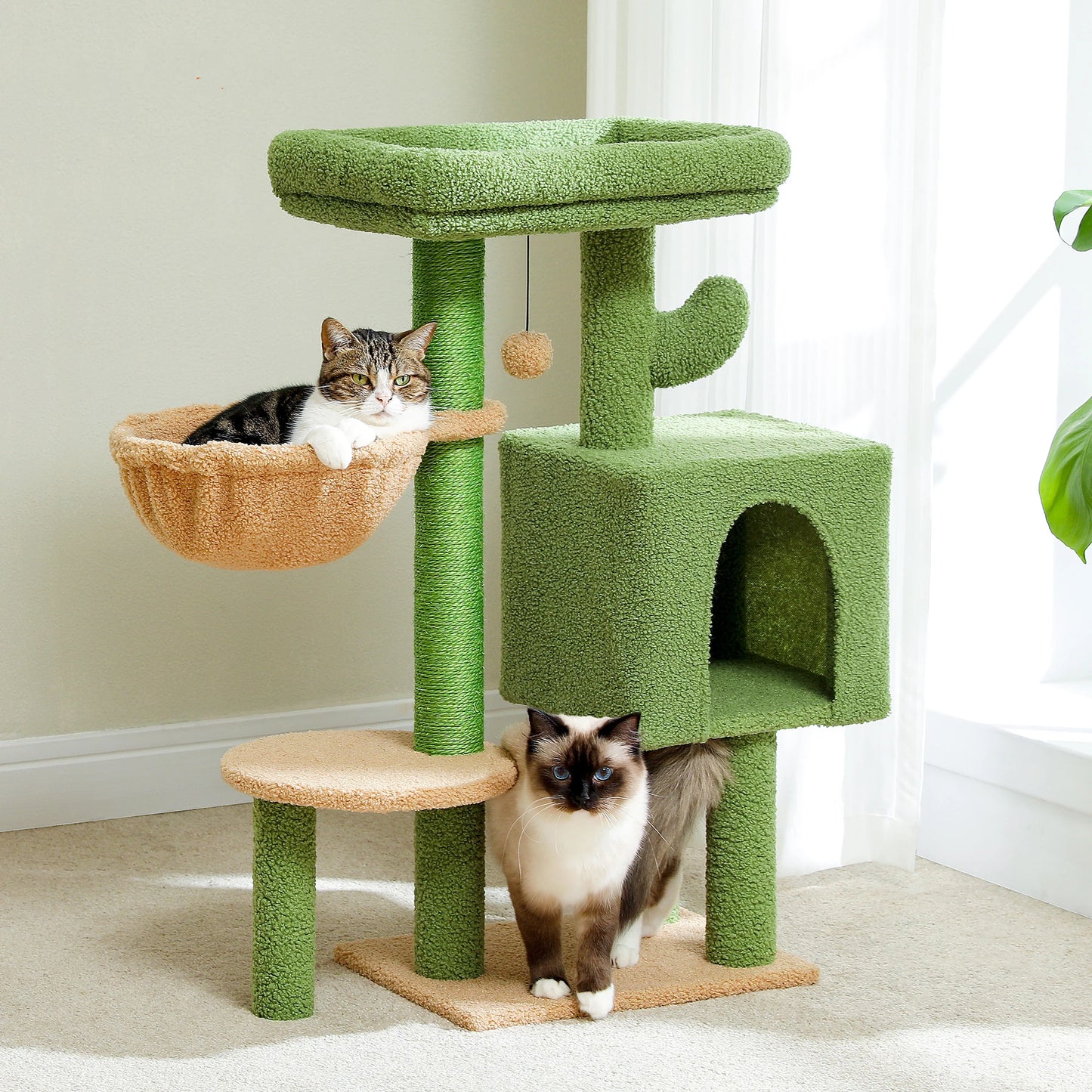 Luxury Cat Tree for Indoor Multi-Level Cat Tower with Condo Hammock Padded Perch Cat Scratching Post Cat Accessories Cat Toys