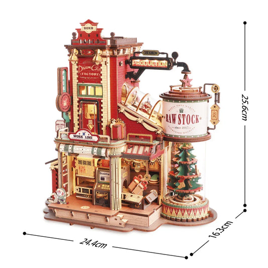 Robotime Rokr Dream Gift Factory 3D Wooden Puzzles Wooden Music Box Christmas Wooden Model Kits Build Best Gifts for Kids Adults