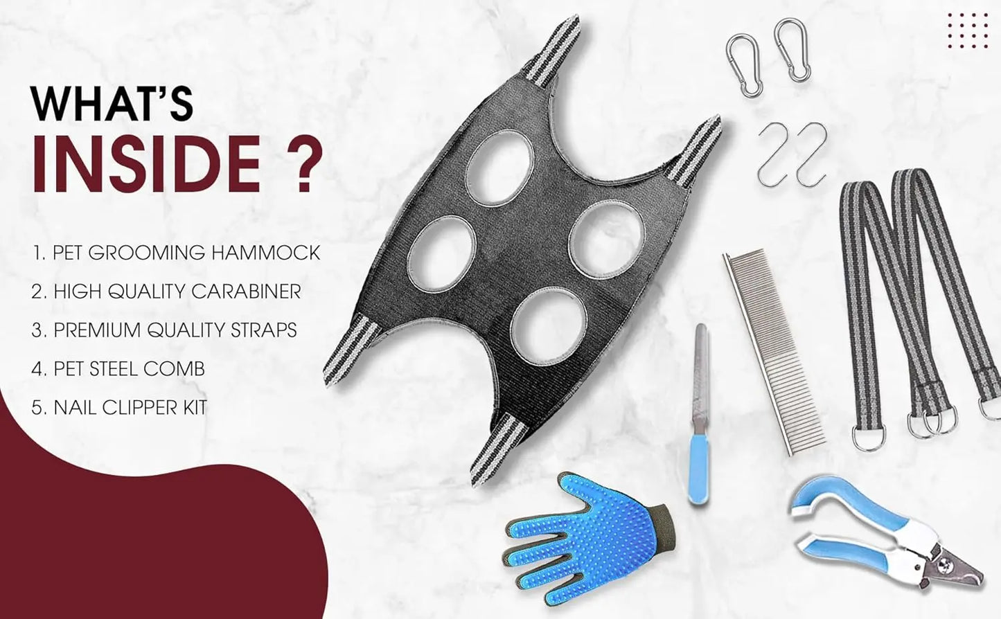 Dog Grooming Hammo For Xl Dogs, 85 Lbs - All-In-One Dog Grooming Kit, Dog Harn For Nail Trimming Grooming Kit For Dogs At Home