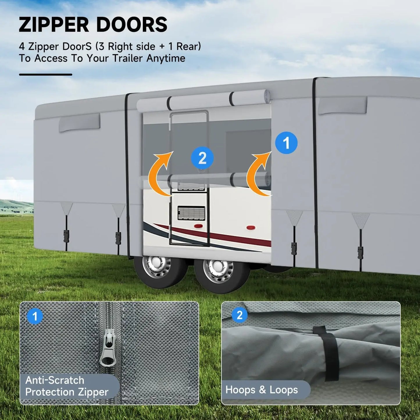 Umbrauto 5th Wheel RV Cover Upgraded 7 Layers Top Anti-UV Waterproof Breathable Camper Covers  Travel Trailer Moto