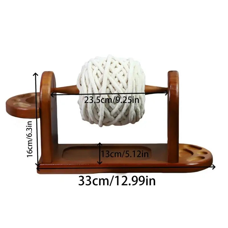 Wooden Yarn Holder for Knitting Crochet Yarn Rack Stand with Slot Stable Yarn Ball Dispenser Horizontal Yarn Spinner for Crochet