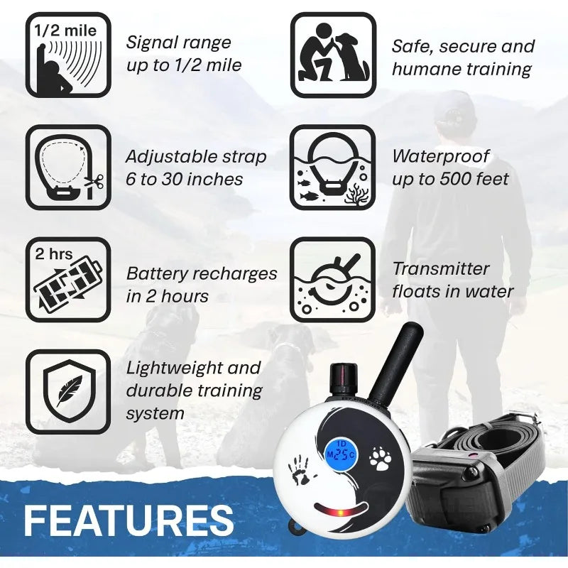 Mini Educator ET-302 Zen - 1/2 Mile Ecollar Dog Training Collar with Remote for Two Dogs - Small, Medium, Large Dogs - Static