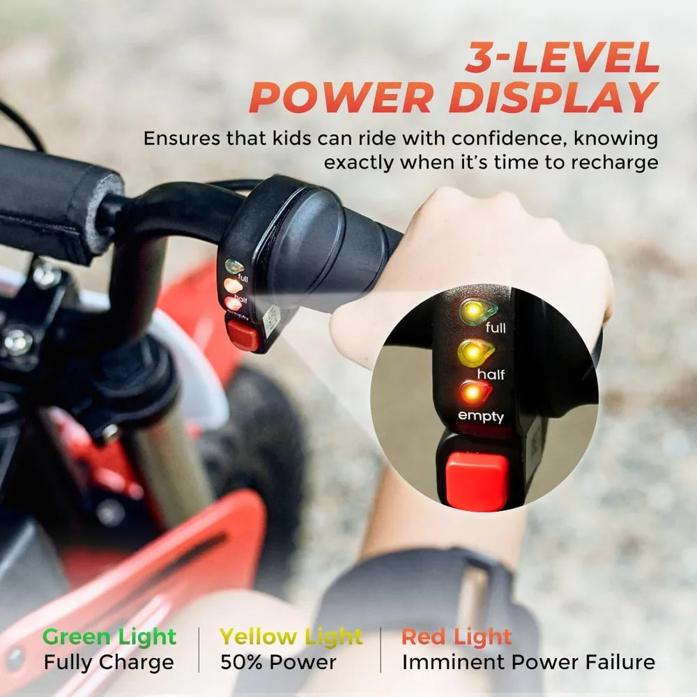 A12 Electric Dirt Bike for Kids, 36V 350W Electric Motorcycle for Kids Ages 3-10, Up to 15.5MPH & 14 Miles Long-Range,