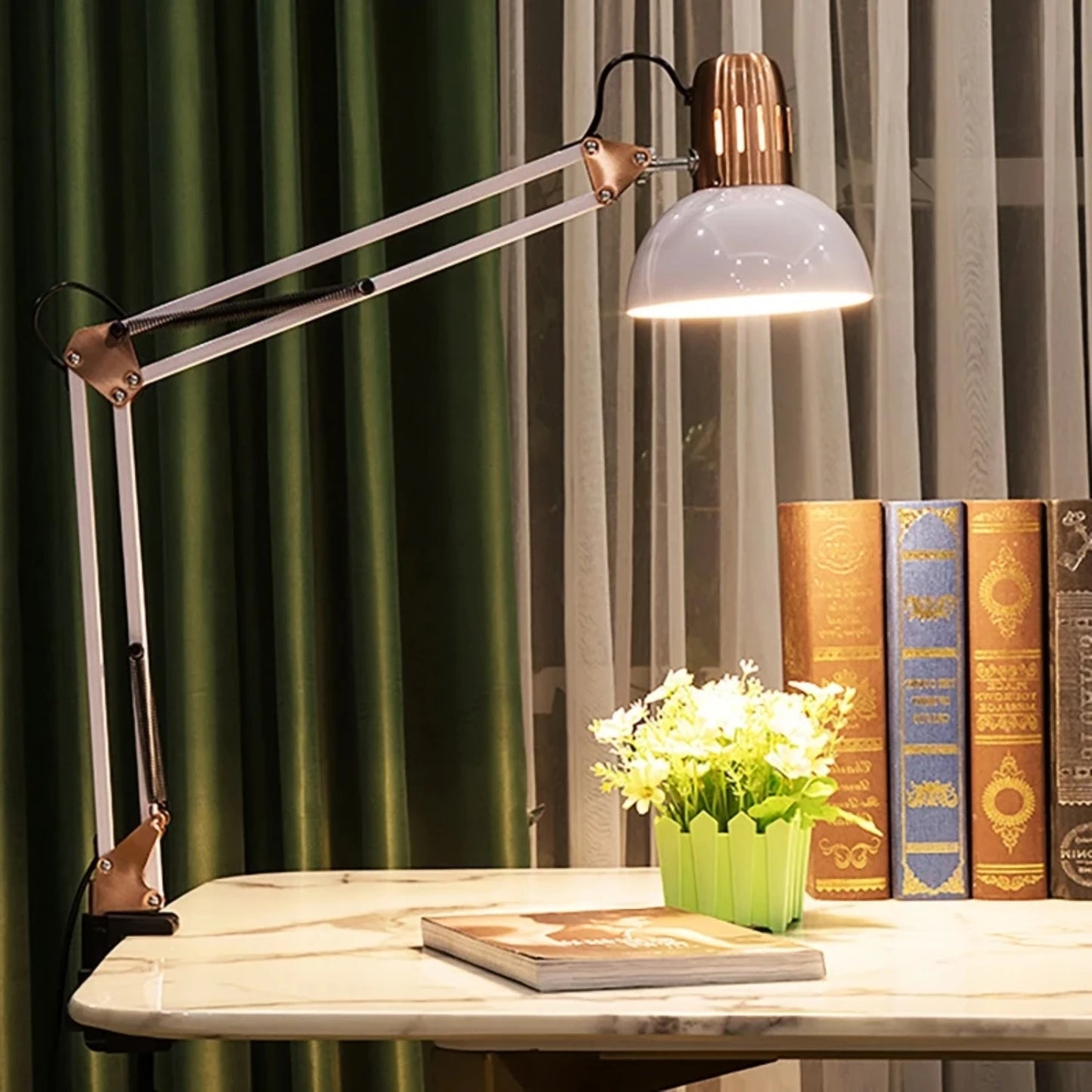 ED Studio Desk Lamp Vintage Portable Lamps With Clamp Book Reading Folding Writing Study Light Fixture  Nail Manicure Table