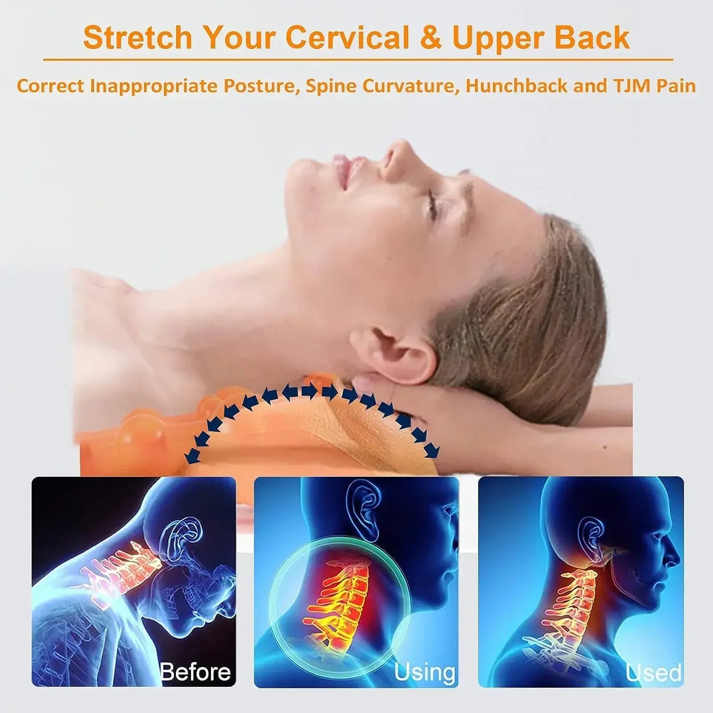 Cervical Traction Device Pillow Neck Stretcher Equipment for TMJ Neck Pain Relief Neck and Shoulder Relaxer