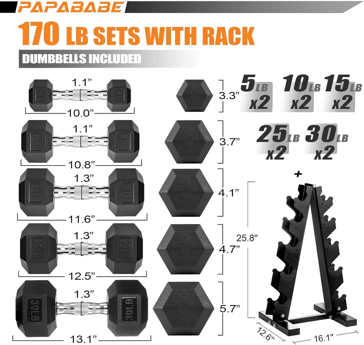Dumbbell Set with Rack Rubber Coated Cast Iron Weights Non Slip Handles Space Saving Home Gym Set for Strength Training Floor Pr