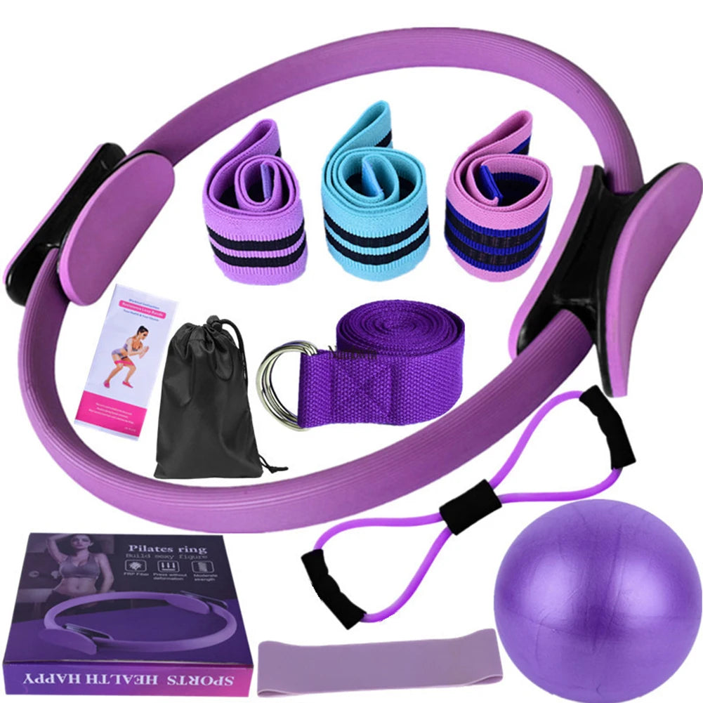 11Pcs Yoga Set Pilates Ring Set Ergonomic Home Workout Equipment Multifunctional Workout Accessories for Gym Men Women
