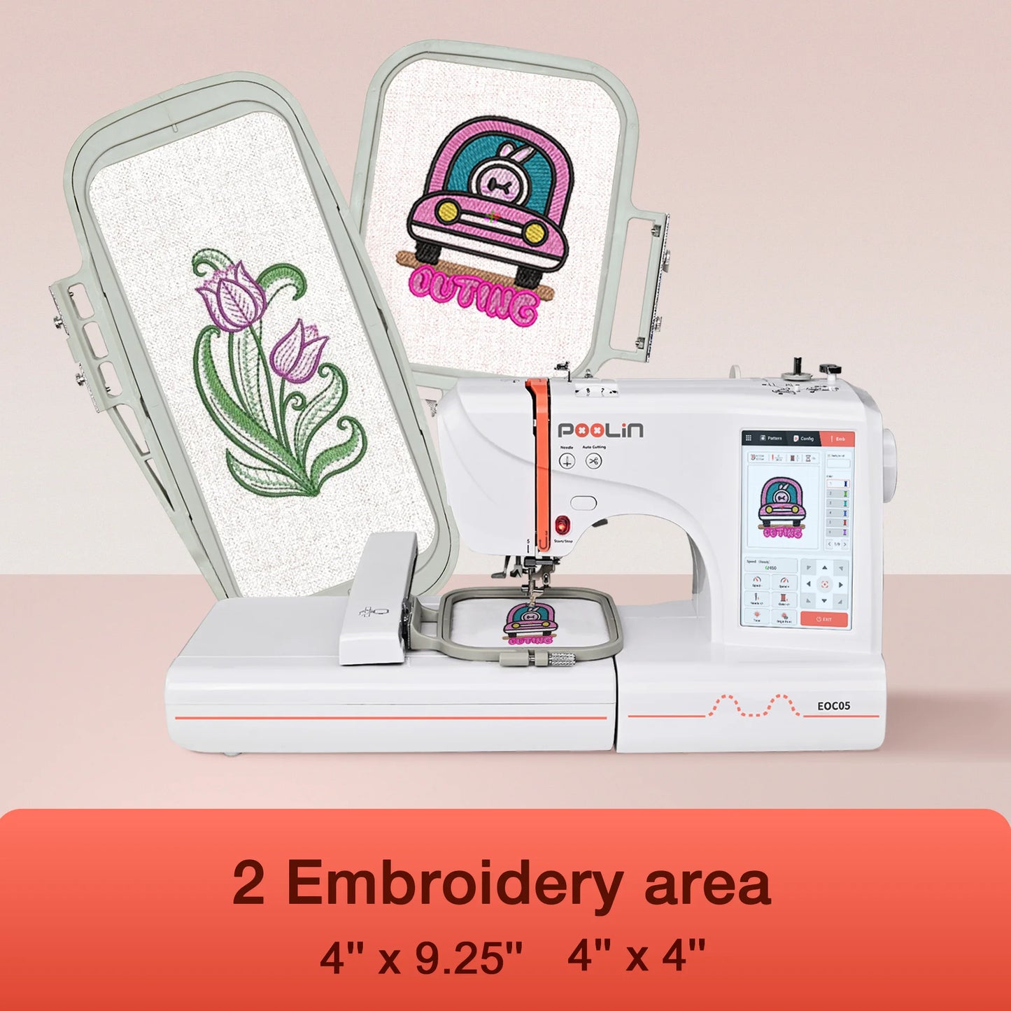 POOLIN Embroidery Machine EOC05  Computerized Machine Include Threads&Tear Away Stabilizer&Bobbin——EXCLUDING CUSTOMS DUTIES