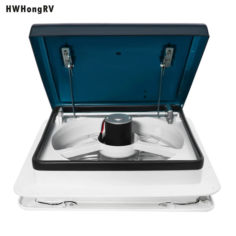 HWHONGRV RV Vent Fan With LED Light，RV Roof Vent Fan 5-Speed-Reversible，RV Bathroom Vent Fan DC 12V for Trailer, Camper, Van