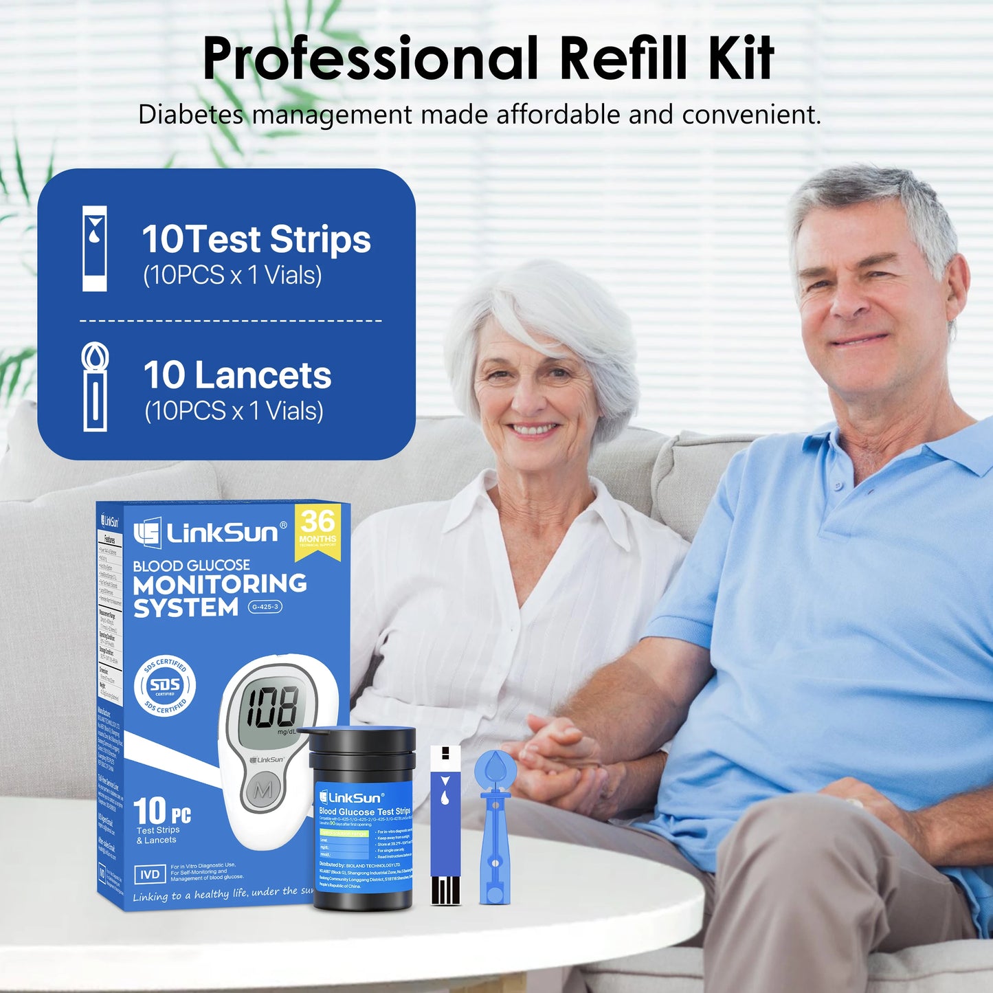 Blood Glucose Meter LinkSun G-425-3 Glucometer 50/100pcs Diabetes Tester Blood Sugar Monitor Digital Glucosemeter Complete Kit