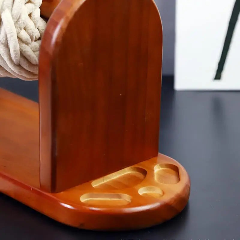 Wooden Yarn Holder for Knitting Crochet Yarn Rack Stand with Slot Stable Yarn Ball Dispenser Horizontal Yarn Spinner for Crochet
