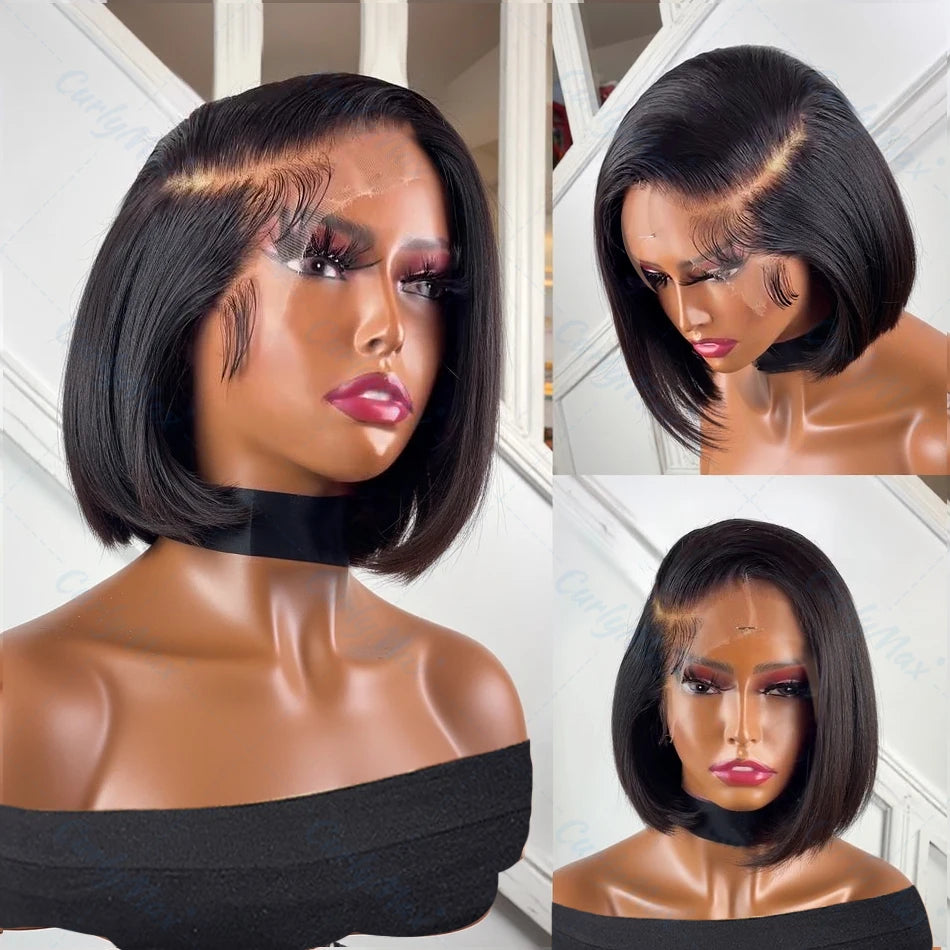 Brazilian Bone Straight Short Bob Human Hair Wigs Straight 13x6 HD Lace Frontal Human Hair Wigs 5x5 Closure Bob Wig For Women