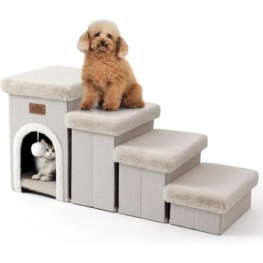 Home.Dog Stairs for Small Dogs with Storage and Condo, 17.5" H Foldable Pet Stairs for Small Medium or Puppy. Free shipping.