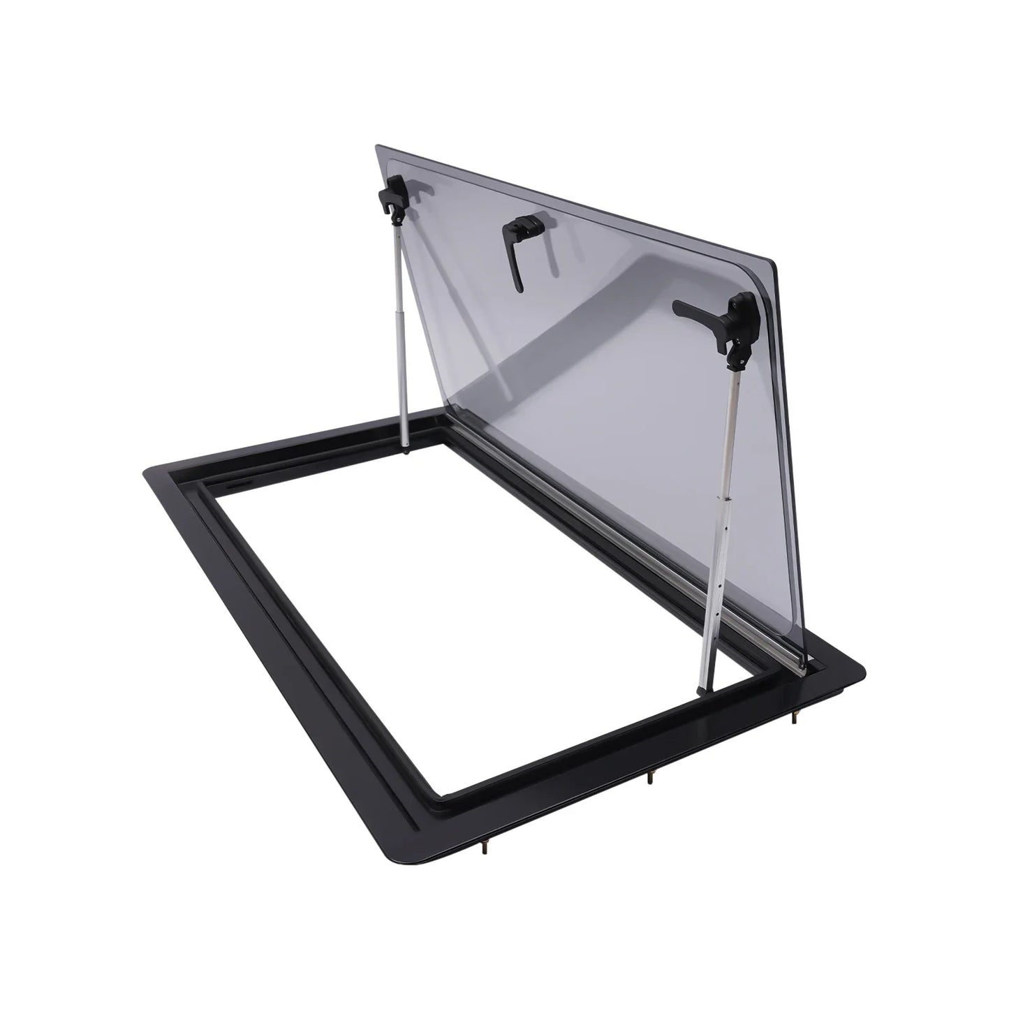RV Hinged Window with Adjustable Angle,70-Degree Opening Caravan Window with Acrylic Panel Adjustable Sunshade for Light Control