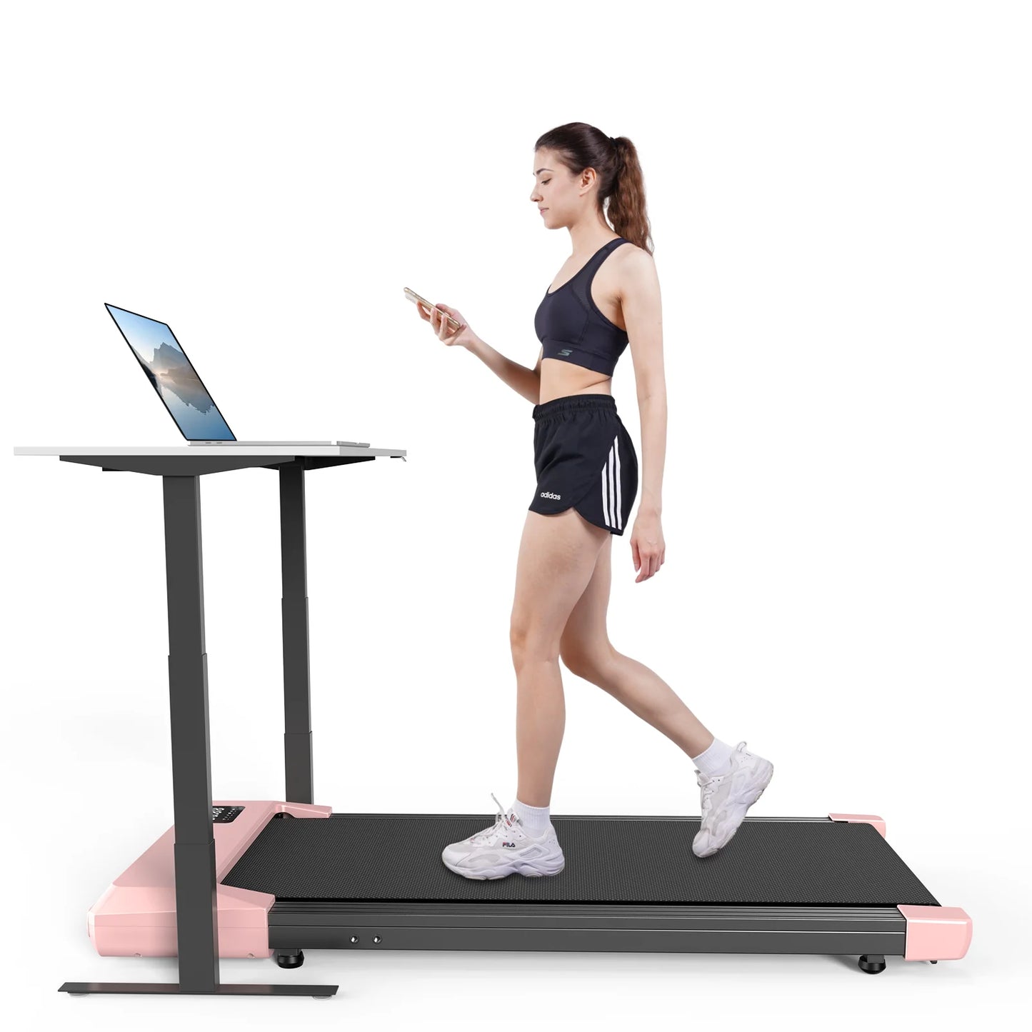 2in1 Run-Walking Pad Small Treadmill for Home&Office Under Desk Treadmill with LED Display 45db Quiet Portable Mini Treadmill