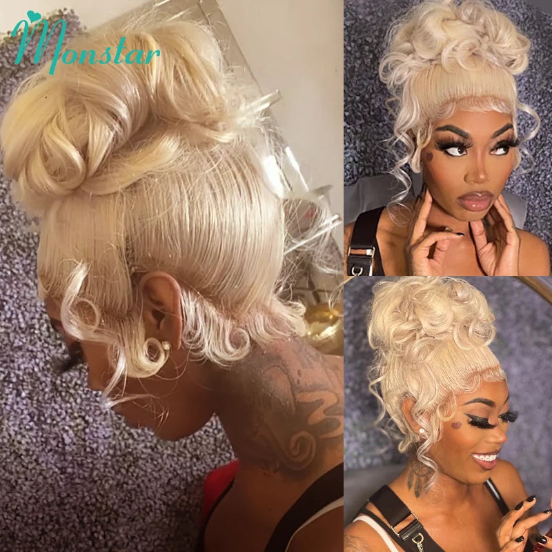 Human Hair Full Lace Blonde Lace Front Wig Human Hair 360 Lace Frontal Wig 613 13x6 Hd Lace Frontal Wig Brazilian Body Wave Wigs