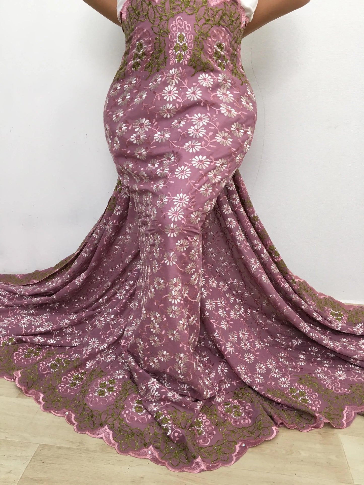 Kalume African Cotton Embroidered Lace Fabric With Stones 2025 Nigerian Swiss Voile Lace Fabric Flower For Sewing Dress F4325