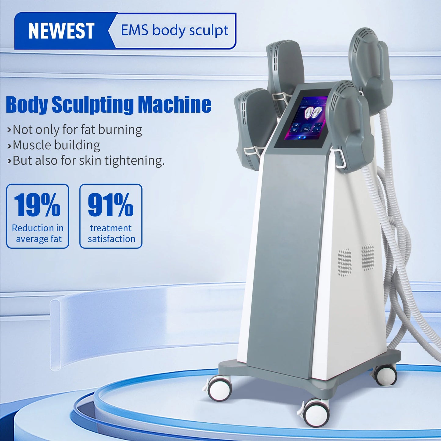 Nova Professional Body Sculpt Machine Fat Removal Upgrade 6500W Slimming Device EMS RF ABS Muscle Stimulator