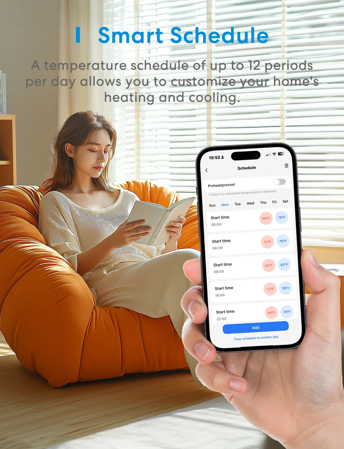Meross Matter Smart US Wi-Fi Thermostat Compatible with 95% heating and cooling systems Work with Alexa Homekit