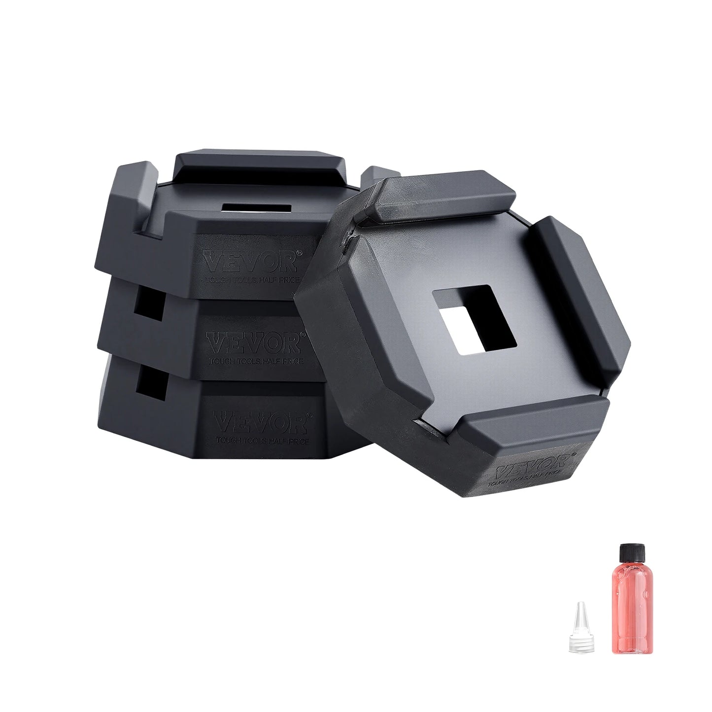 VEVOR RV Leveling Pads, 4-Pack Rubber Trailer Jack Pads, Standard Jack Stabilizer Pad, Fit for 5th Wheels Class A/C Motorhomes