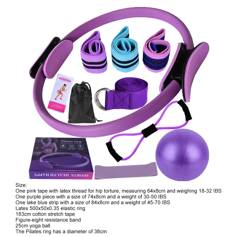 11Pcs Yoga Set Pilates Ring Set Ergonomic Home Workout Equipment Multifunctional Workout Accessories for Gym Men Women