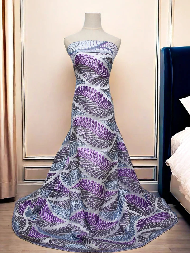 SJD LACE African Damask Lace Fabric 2025 High Quality French Gild Brocade Jacquard Lace For Women Wedding Party Dresses Sew 4012