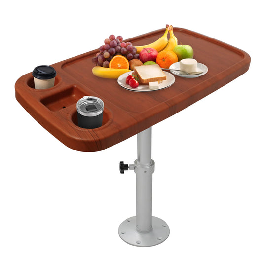 Removable RV Table Set – 34"x18" ABS Tabletop, Waterproof & Scratch-Resistant, Adjustable Height 17.8–27.2", for Camper, Boat