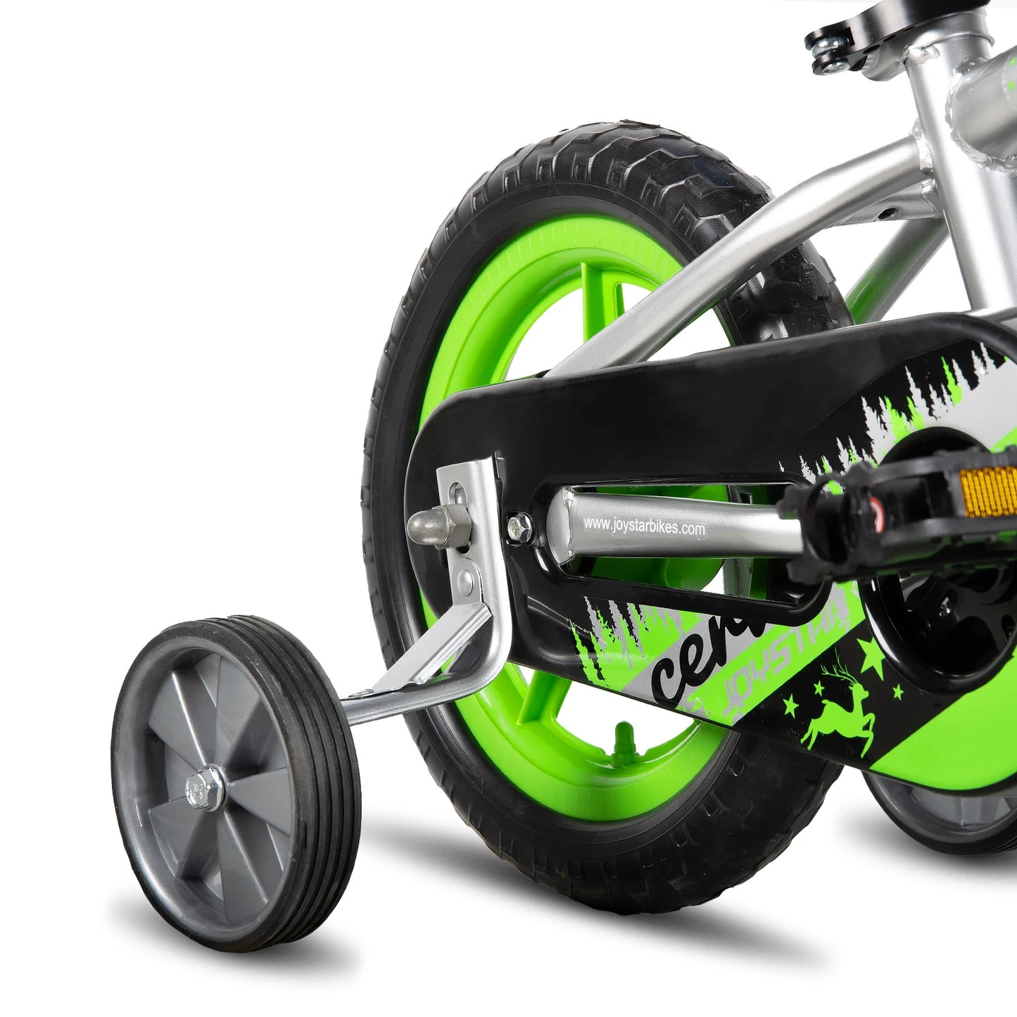 JOYSTAR Cervine 14 18 20 Inch Kids Bike Ages 3-10 Years, graffiti style bike with basket, auxiliary wheels, soft seat, Grey