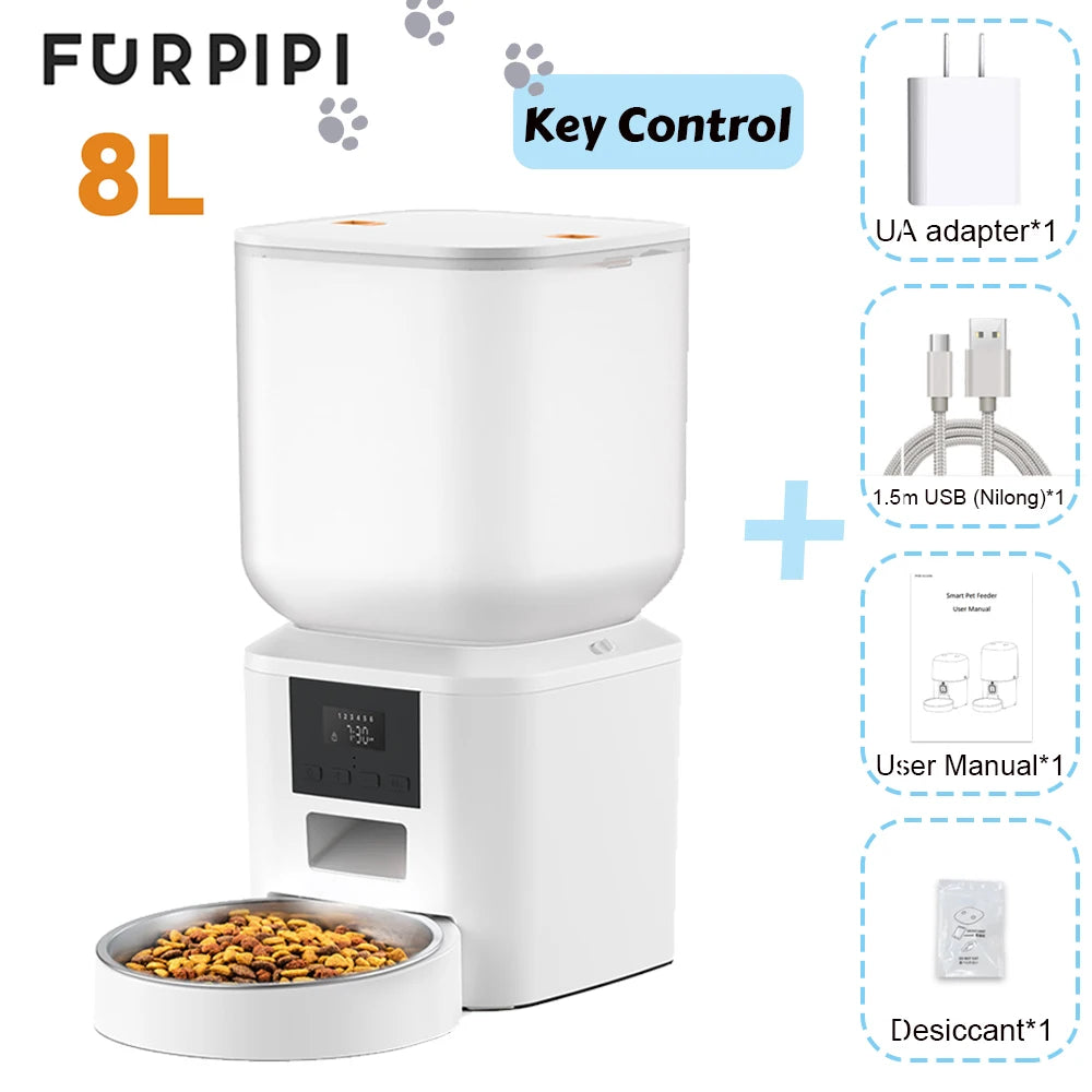 270.51oz Automatic Dog Feeder with Key Control Furpipi Manufacture User-Friendly Time Setting Food Feeder Dispenser for Dog Cat