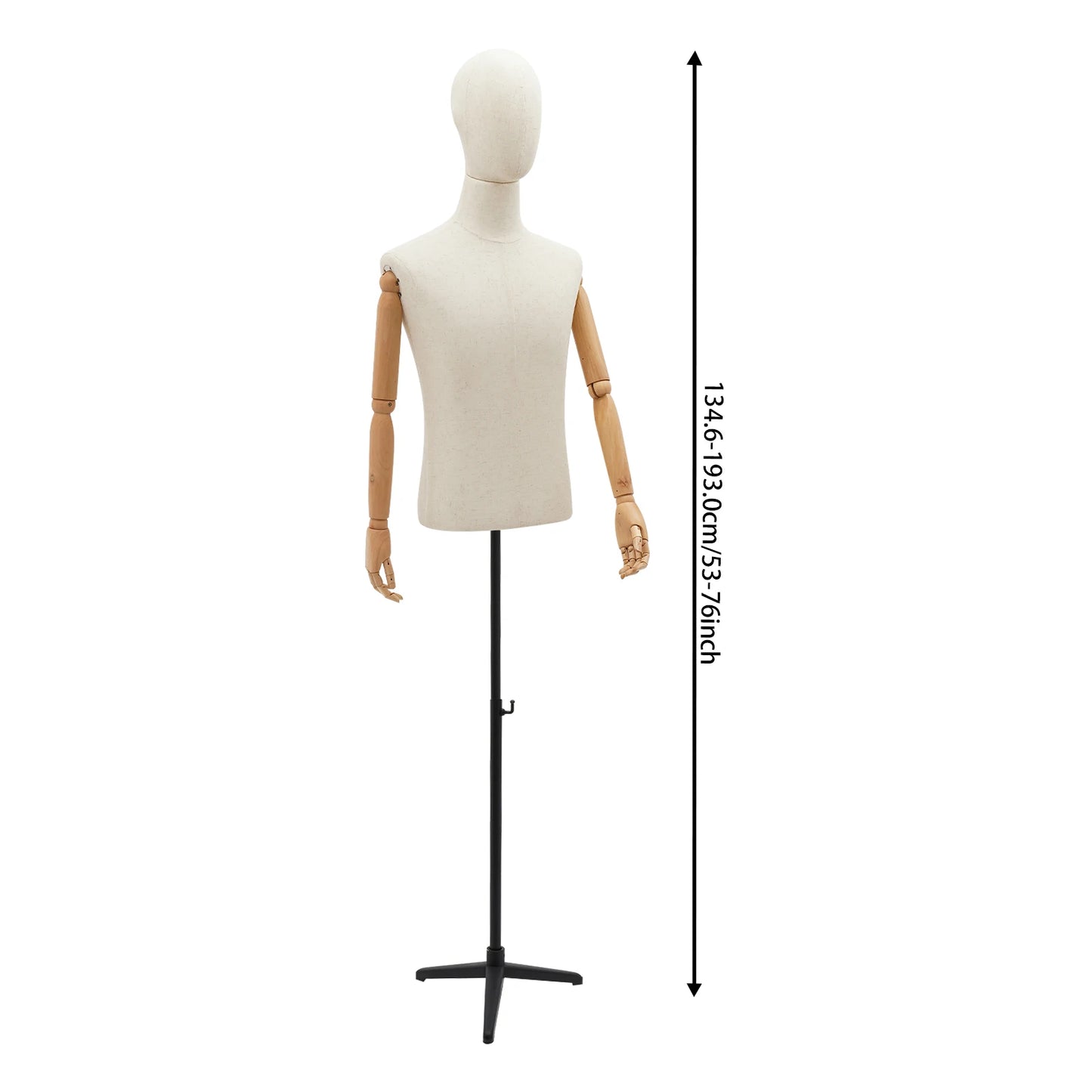 MaleMannequin Torso Mannequin Display Stand with Metal Stand Adjustable Height Male Dress Form Display Stand For Clothing Store