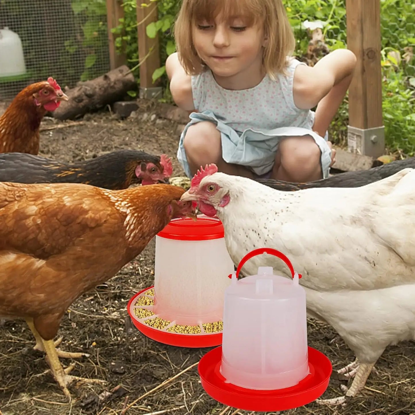 1 Pc 1.5 kg/3 L Bucket With Automatic Poultry Drinker Chicken Feeder Water Barrel Water Bucket Quail Drinking Farm Supply