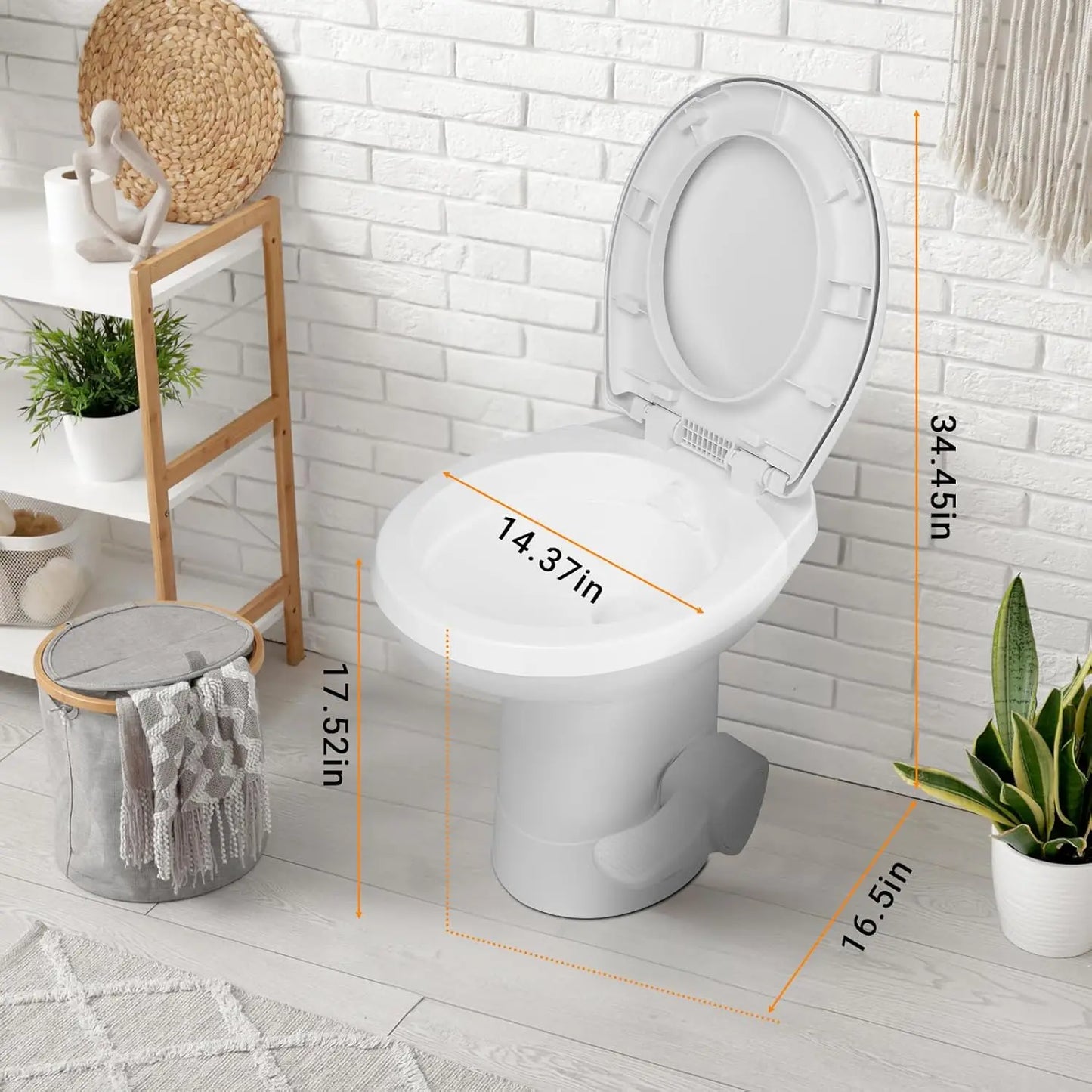 RV Toilet, Gravity Flush Toilet with Foot Pedal Flush,Standard Height Gravity Camper Toilet For RVs,Trailers,and Outdoor Campers